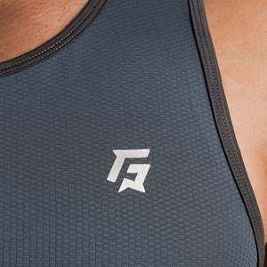 Débardeur de sport en coton XL pour homme, respirant et compressif, avec capuche, coupe ajustée, pour l'entraînement, avec logo, gris - Product Image 5