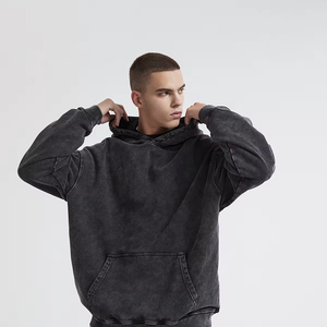 Sudadera con capucha de gran tamaño de peso pesado 350gsm 420gsm lavado ácido pesado Sudadera con capucha hombres LOGO personalizado en blanco 100 algodón totalmente Sudadera con capucha francés Terry - Product Image 1