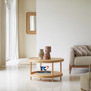 Table basse en rotin en gros, fabriquée à la main avec un motif tissé durable, en matériau écologique, idéale pour la maison - Product Image 1