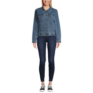 Veste en jean courte pour femmes, printemps et automne, coupe ample, manches longues, couleur unie, décontractée, veste d'étudiant - Product Image 6