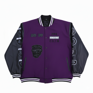 Veste bomber en cuir d'hiver de haute qualité avec broderie streetwear, manches en cuir pour homme, confortable et chauffante - Product Image 3