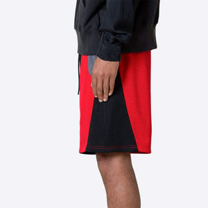 <b>Men</b> basketball <b>shorts</b> black with <b>red</b> side panels breathable mesh athletic training <b>shorts</b> custom logo sportswear - Product Image 5