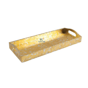 Vente en gros de plateaux de service en MDF laqué, meilleure vente de plateaux de service rectangulaires de couleur noir et argent faits à la main - Product Image 2