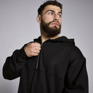 Wholesale Custom Made High Quality <b>Black</b> Color 100% Cotton Men's <b>Hoodie</b> Pocket Design Screen Printing Pullover <b>Hoodie</b> For Men - Product Image 5