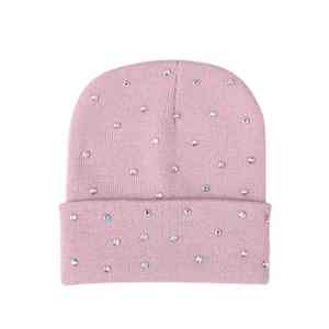 New Arrival Solid Color <b>Winter</b> Knitted Beanie Hat with Button Dot Pattern 100% Cotton Digital Printing - Product Image 2