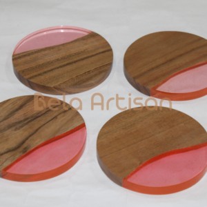 Juego de 4 Posavasos de Madera Vintage con Diseño de Árbol, Lago y Desierto, Posavasos de Madera de 4 Pulgadas para Bebidas, Decoración del Hogar, Regalo - Product Image 3