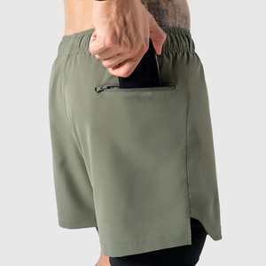 Bermuda OEM décontracté à 2 couches à taille moyenne pour hommes, fermeture élastique multifonction avec motif solide - Product Image 5