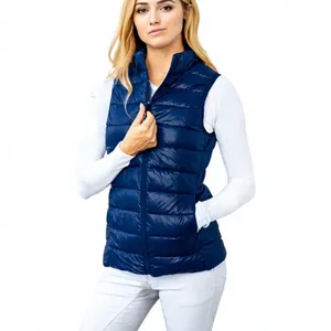 Gilet matelassé léger gris pour femme, sans manches, en polyester/nylon, pour l'équitation et les activités de plein air - Product Image 6