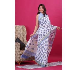 Meilleure vente coton Malmal imprimé à la main Saree élégant vêtements de fête pour femmes belles couleurs pour l'été indien pakistanais vêtements - Product Image 4