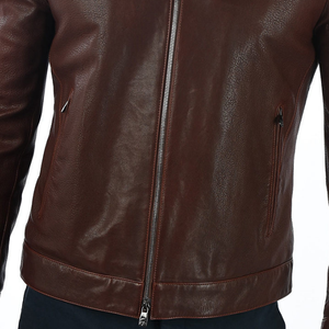 Fully Customized <b>Men</b> <b>Leather</b> <b>Jacket</b> with Stand Collar and Front Logo Eco-Friendly & Waterproof Unique Style Price - Product Image 4