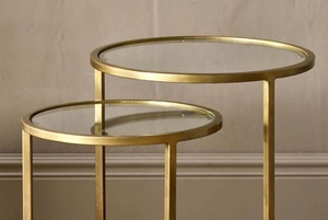 Gold Iron Glass Side Table Modern Metal <b>Stool</b> For Home Office Restaurant High Quality Commercial Buyers Hot Selling Best 2023 - Product Image 3