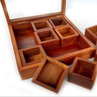 Boîte à épices d'assaisonnement en bois brun naturel faite à la main armoires de cuisine boîtes à épices et herbes en poudre de stockage