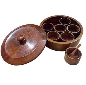 Contenedores de especias Dani hechos a mano, caja de especias de madera Hexagonal con cuchara, decoración de mesa, accesorios de cocina hechos de madera de acacia - Product Image 3