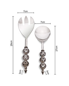 Ensemble de couverts à salade en acier inoxydable poli miroir à poignée design boule en résine de haute qualité au meilleur prix produit écologique - Product Image 1