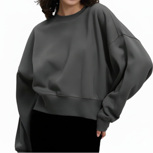 Sweat-shirt ample surdimensionné pour femmes en coton premium polaire, pull décontracté coupe-vent respirant écologique pour l'hiver - Product Image 1