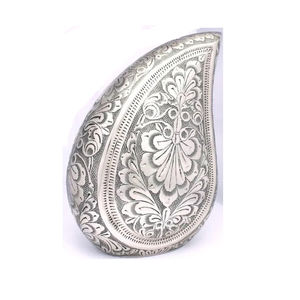 Diseño en forma de lágrima, las últimas urnas de cremación de plata, modernas, perfectas para cenizas de adultos, textura en relieve artesanal - Product Image 1
