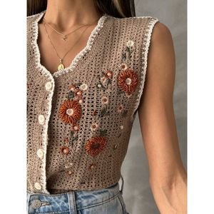 Chaleco Elegante para Mujer Topshow, Bordado con Visón, con Encaje y Tela de Guipur, 100% Algodón, Talla Estándar, Prenda Exterior con Estilo - Product Image 4