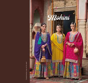 Hauts et jupes à motifs de haute qualité et de meilleure conception Chinon lourd avec travail de broderie pour l'exportation mondiale depuis l'Inde - Product Image 3