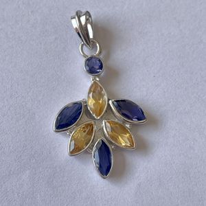 Pendentif Shah Gems en argent sterling 925 pour femme, pierres naturelles Iolite et Citrine, style religieux, cadeau pour la création de bijoux - Product Image 2