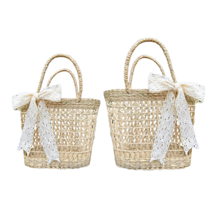 Bolsas de paja ecológicas de Vietnam, bolso de mano de hierba marina con lazo tejido a mano y cestas de regalo personalizadas para el Día de San Valentín - Product Image 1