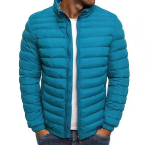 Men 's Autumn Winter Coat Solid Puffer <b>Jacket</b> Stand Collar Zipper Closure Pockets Casual Puffer Warm <b>Jacket</b> - Product Image 5