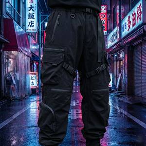 Pantalons de jogging streetwear hip hop pour hommes, pantalons cargo tactiques cyberpunk, pantalons darkwear, 100% coton, imperméable, écologique, respirant - Product Image 1