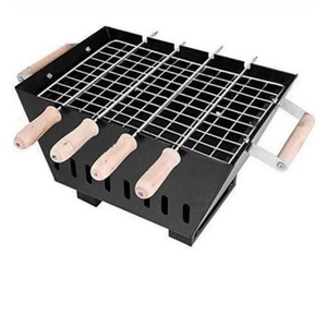 Xách tay nhẹ thép đen BBQ nướng cho sử dụng thương mại bao gồm 6 xiên nhiệm vụ nặng nề ngoài trời nướng thiết bị nấu ăn - Product Image 1