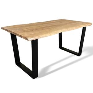 Modern Wooden Dining <b>Table</b> with Metal <b>Legs</b> and Acacia Live Edge <b>Industrial</b> Design Waterproof - Product Image 5