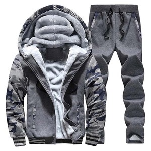 Mens Running Windbreaker Sherpa <b>Lined</b> Sweatsuit Winter Running <b>Jackets</b> Sport <b>Jacket</b> Thicken Long <b>Fleece</b> Tracksuits - Product Image 2