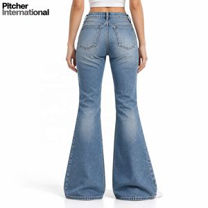 Jeans droits en denim pour femmes, délavage vintage, fournisseur de marques privées pour les boutiques américaines, vente en gros. - Product Image 3