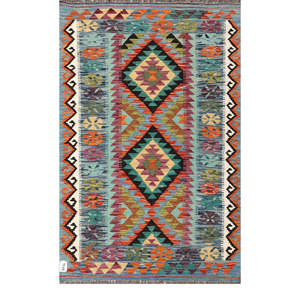Alfombra Kilim de Maimana, Afganistán, 154 x 98 cm, Alfombra Afgana Tradicional Hecha a Mano - Product Image 1