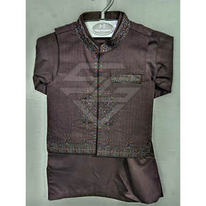 Conjunto de Kurta y Pijama de Algodón 100% de Alta Calidad con Chaleco para Niños, Traje Tradicional Étnico para Bodas y Fiestas - Product Image 2