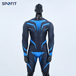 Tenues de MMA et BJJ personnalisées à manches longues en spandex/polyester extensible, rashguards et shorts, séchage rapide, légères, par SPOFIT - Product Image 1