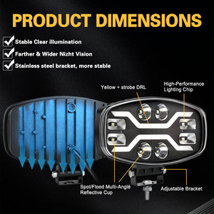 Venta al por Mayor de Luces de Trabajo 4x4 de 10 Pulgadas y 80W, Luces LED para Camioneta con Haz Combinado Blanco y Ámbar, Lámpara de Posición para Jeep, Todoterreno y SUV - Product Image 4