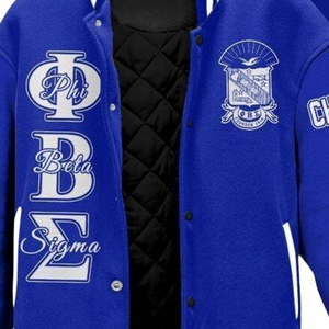 Chaqueta Universitaria Azul y Blanca de Phi Beta Sigma 1914, Chaqueta Varsity con Bordado Chenille, Transpirable para Invierno - Product Image 4
