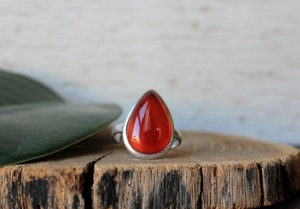 Bague en cornaline en argent sterling 925 faite à la main poire pierre précieuse réglage incrustation classique anniversaire de mariage cadeau de saint valentin - Product Image 5