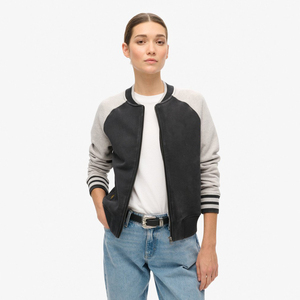 <b>Women's</b> Latest Design Slim Fit <b>Bomber</b> Varsity <b>Jackets</b> <b>Lightweight</b> Breathable Waterproof Windproof Dyed Cow Skin Bamboo Fiber - Product Image 3