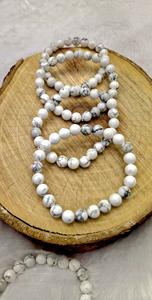 Natural Howlite 8 mm <b>Crystal</b> Stone <b>Bracelet</b> Round Shape for Reiki and <b>Crystal</b> <b>Healing</b> Printed Technique for Weddings - Product Image 3