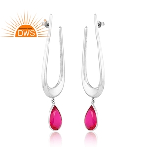 Meilleure vente Doublet en argent sterling oxydé Rubylite Tourmaline Quartz Boucles d'oreilles en pierres précieuses Bijoux personnalisés pour femmes - Product Image 2