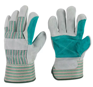 Venta al por mayor XL tamaño cuero de vaca algodón construcción guantes doble palma trabajo seguridad Anti-Corte antideslizante características mano brazo protección - Product Image 1