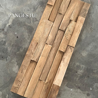 Panneaux muraux géométriques modernes en teck massif recyclé, insonorisants, empilés, texture naturelle, pour salon, hôtel