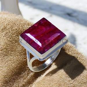 Anillo Vintage de Plata de Ley 925 hecho a mano, conjunto de bisel Natural, piedras preciosas de Rubí, regalo de compromiso de boda personalizable para mujer para ella - Product Image 1