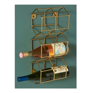 Luxurious Wall Decoration Hanging Wine Rack Gold Color Premium Quality Metal Champagne and Beer Whiskey Bottles Stand - Product Image 1