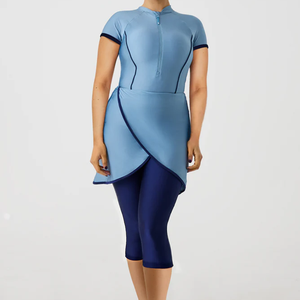 Vente en gros Nouveauté professionnelle Ensemble 2 pièces pour femmes Modeste et tendance Maillot de bain musulman confortable Imprimé Réversible Séchage rapide - Product Image 4