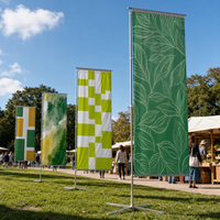 Drapeau rectangulaire imprimé sur mesure avec mât et base, 330 cm, en polyester, pour affichage publicitaire lors d'événements en extérieur