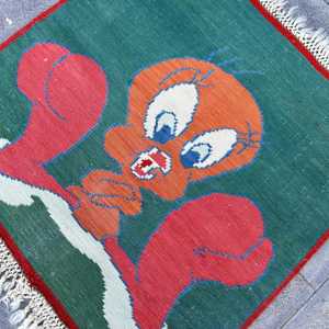 Tapis vintage, tapis de 2,8 x 2,8 pieds, tapis turc en laine orientale verte - Product Image 5