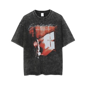 Camiseta vintage lavada para hombre, venta al por mayor, camiseta de lavado ácido de algodón en blanco, camiseta vintage de gran tamaño personalizada - Product Image 1