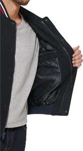 Veste universitaire classique à col montant en noir avec logo personnalisé brodé, pour couple, baseball, homme, lettres, bleu clair - Product Image 6