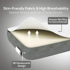 Almohada ergonómica moderna gris contorneada de espuma viscoelástica para el cuello cervical 200TC patrón sólido terapéutico cubierta extraíble transpirable - Product Image 5