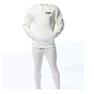 Survêtement de qualité supérieure pull blanc uni sweat à capuche taille décontractée sweat à capuche et pantalon de survêtement ensemble sweat à capuche hommes - Product Image 1